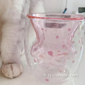 2019 tasse de patte de chat transparente haute haute borosilie transparent